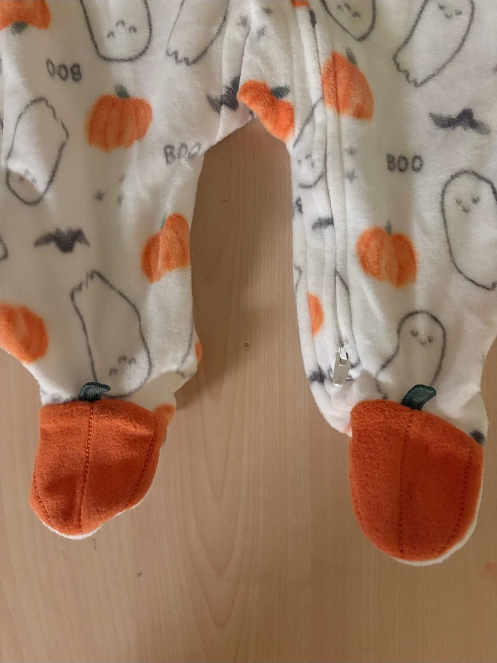 Carter's Halloween Pumpkin & Ghost Fleece One-Piece Orange/White Size 6 months